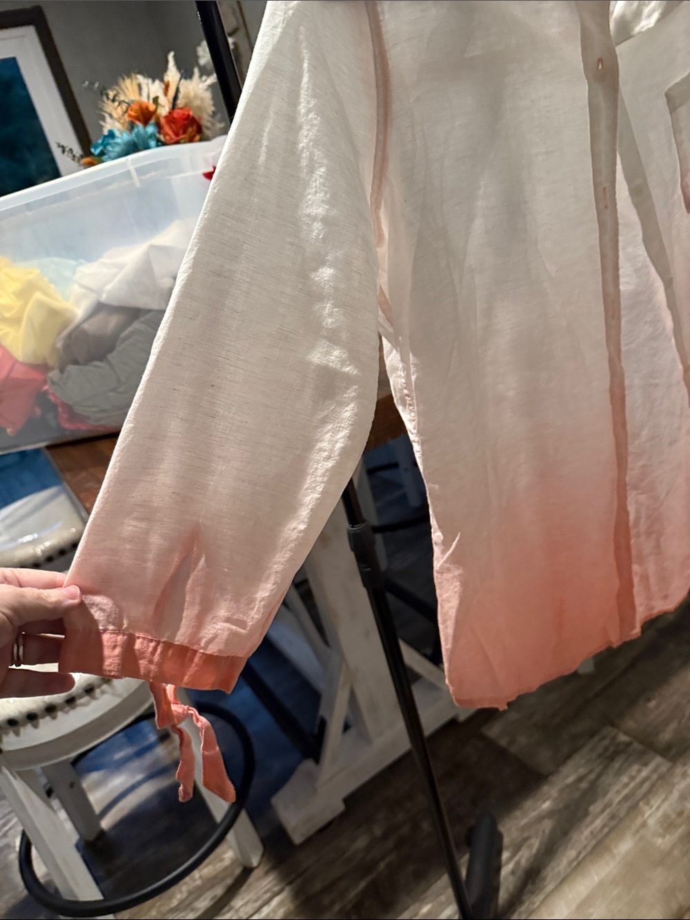 Abercrombie & Fitch White Shirt with Pale Peach Stitching - Picture 3 of 4